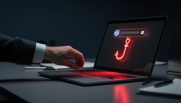 Digital illustration depicting a cybersecurity battlefield between phishing attackers and small business defenders